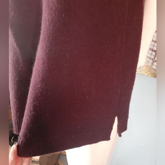 Zara Wool Blend Burgundy Polo Style Sweater with Gray Collar - Picture 9 of 14
